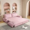 Queen Pull Out Sofa Bed, 3 In 1 Convertible Sleeper Sofa Multifunctional Velvet Loveseat Bed - Pink - Image 8