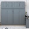 Queen Size Wall Murphy Bed With Desk And Storage Shelves And Big Cabinets - Gray - Image 17