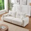 Lamb's Wool 2 Seater Cushion Sofa Comfortable Sofa For Living Room Bedroom And Other Casual Spaces Lamb's Wool Sofa With 2 Cushions And 2 Ball Pillows - White - Image 3