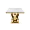 79.53 In. Elegant Marble Pattern Dining Table For 6 Or 8 Seats Polished Stainless Steel Base - Gold - Image 5