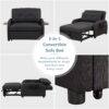 3 In 1 Pull Out Sofa Sleeper With Wing Table And USB Charge - Black - Image 5