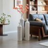 Modern Floor Vase Set Metal Vases With Geometric Pattern, 3 Piece Home Decor Set - White / Black - Image 9