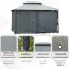 Outsunny - Patio Gazebo, Outdoor Gazebo Canopy Shelter With Curtains, Vented Roof, Steel Frame For Garden, Lawn, Backyard And Deck, - Sage Gray - Image 4
