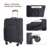 5 Piece Set (18/23/27/Travelbag /Toiletry Bag), Softshell Suitcase Spinner Wheels Terylene Polyester Luggage Sets Carry On Suitcase Luggage Lightweight Durable Suitcase - Black - Image 4