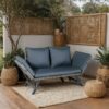 1 Pieces Patio Wicker Side Foldable Bench Patio Backyard Conversation Bench Gray Wicker - Dark Gray - Image 4