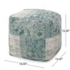 Ocean - Square Pouf Ottoman And Floor Cushion - Teal / Beige - Image 3