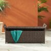 Outdoor Rattan Bench With Flair Arm And Storage - Brown - Image 5