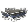 Rectangular 12 Person 108.07" Long Dining Set With Cushions With Swivel And Rocking Chairs - Gray / Navy - Image 3