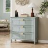 3 Drawer Cabinet, American Furniture, Suitable For Bedroom, Living Room, Study - Light Gray - Image 4