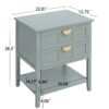 2 Drawer Side Table, American Style, End Table, Suitable For Bedroom, Living Room, Study - Light Gray - Image 3