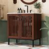 30" Vintage Bathroom Vanity With Ceramic Sink, Modern Bathroom Vanity Cabinet With 2 Soft Close Doors, Equpiied With 4 Sturdy Iron Legs - Antique Dark Brown - Image 4