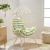 Cosmos - Round Hammered Iron Teardrop Chair - White / Green - Image 4
