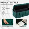 Upholstered Fabric Storage Ottoman Bench With Safety Hinge For Living Room & Bedroom - Green - Image 7