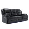 3 Seater Home Theater Recliner Manual Recliner Chair With A Led Light Strip Two Built-In Cup Holders For Living Room - Black - Image 8