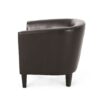 Faux Leather Club Chair With Curved Backrest - Brown - Image 8