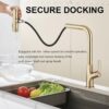 Kitchen Waterfall Faucet With Pull Down Sprayer, Single Handle, 360 Degree Rotating Zinc Alloy - Brushed Gold - Image 7
