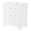 Bathroom Vanity Cabinet With Ceramic Basin, 3 Drawers And Adjustable Shelves - White - Image 12