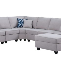 Cooper - 7 Piece Reversible L-Shape Sectional Sofa & Ottoman And Cupholder - Light Gray