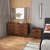 Logan - Mid-Century Modern Nightsd Bed Side Tables With 2 Drawers - Brown - Image 11