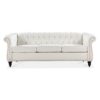 84.65" Rolled Arm Chesterfield 3 Seater Sofa - White - Image 4