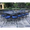 Rectangular 12 Person 108.07" Long Dining Set With Cushions - Gray / Navy - Image 8