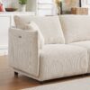 Multi Module Combination Style Sofa For Living Room And Other Lounge Spaces, Modern Minimalist Corduroy Combination Sofa With 2 Comfort Cushions With USB & C Charging Ports, 2 Sets - Beige - Image 6