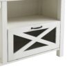 Industrial Farmhouse Metal Mesh Drop Down X Door 70" Fireplace TV Stand For 80" TVs - Brushed White - Image 4