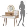 Elegant Makeup Vanity Desk With Adjustable Lighted Mirror Table Feet - American White Oak - Image 12