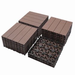 Wood Plastic Composite Deck Tiles (Set of 20), Sustainable Composite Decking Resist Rust, Water, Weather, Easy To Diy & Maintain, Ideal For Patios, Balconies, Rooftops - Coffee