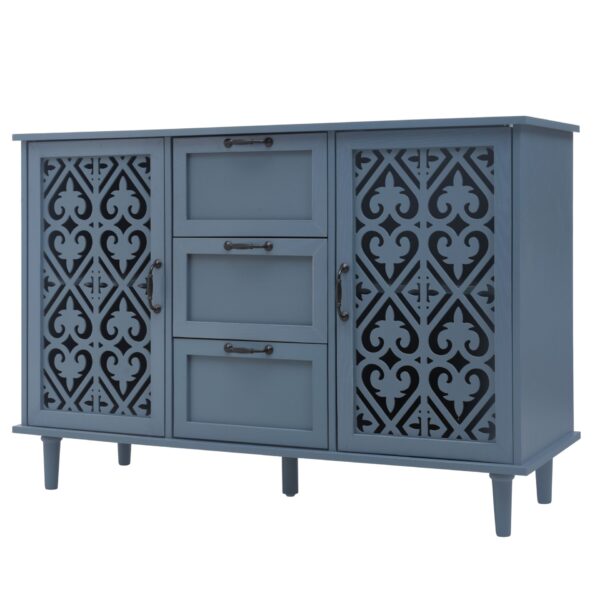 2 Door 3 Drawer Cabinet, American Furniture, Suitable For Bedroom, Living Room, Study - Blue