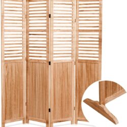Panel Solid Wood Folding Room Divider - Natural