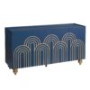 Modern Fluted Sideboard Buffet With Adjustable Shelves, Curve Element With Strict Lines - Navy Blue - Image 9