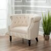 Celestialis - Upholstered Fabric Club Chair With Tub Design And Rolled Recessed Armrests - Beige - Image 2