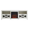 Industrial Farmhouse Metal Mesh Drop Down X Door 70" Fireplace TV Stand For 80" TVs - Brushed White - Image 3