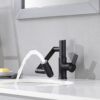 Modern Brass Bathroom Sink Faucet With Spray Function, Temperature Display & 360 Degree Rotary - Matte Black - Image 2