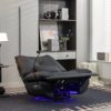 270 Swivel Glider Recliner Chair, Power Recliner Rocking Chair, USB Port Charge For Nursery Chair With Atmosphere Lamp For Living Room Bedroom Apartment - Black - Image 5