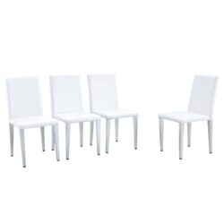 (Set of 4) Backrest Chairs With Silver Metal Legs The Perfect Combination, Suitable For Minimalist And Modern Home Styles - White / Silver