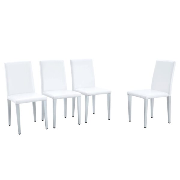 (Set of 4) Backrest Chairs With Silver Metal Legs The Perfect Combination, Suitable For Minimalist And Modern Home Styles - White / Silver