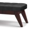 Draper - Mid Century Tufted Ottoman Bench - Distressed Black - Image 3