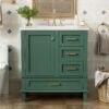 Bathroom Vanity, Modern Bathroom Cabinet With Sink Combo Set, Bathroom Storage Cabinet With A Soft Closing Door And 3 Drawers, Solid Wood Frame - Green - Image 2