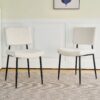 Modern Dining Chair Fabric Upholstered Chairs With Black Metal Legs For Home And Bedroom (Set of 2) - Beige - Image 5