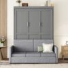 Queen Size Murphy Wall Bed With Cushion - Gray - Image 14