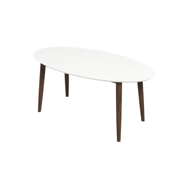 Ada - Mid-Century Modern Style Top Oval Dining Table - Brown / White