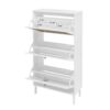 Modern Rattan 3 Door Shoe Rack Cabinet For Entryway Freestanding White Storage Unit In Particle Board - White - Image 5