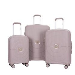 Hardshell Suitcase Double Spinner Wheels Pp Luggage Sets Lightweight Durable Suitcase With Tsa Lock, 3 Piece Set (20/24/28) - Griege