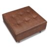 Shay - Mid Century Large Square Coffee Table Storage Ottoman - Distressed Saddle Brown - Image 3