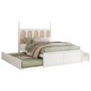 Queen Size Platform Bed With With 2 Big Drawers Twin Size Trundle - White - Image 3