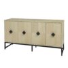 Carved 4 Door Sideboard, Sideboard Buffet Cabinet With Storage, Modern Coffee Bar Cabinet With Adjustable Shelf For Living Room - Natural - Image 9