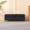 Wide Upholstered Velvet Storage Soft Bench Footstool Ottoman End Of Bed With Metal Legs, Foot Rest For Living Room, Entryway And Bedroom - Black - Image 3