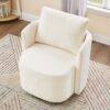 360° Swivel Chair With Upholstered Curved Design - Beige - Image 10